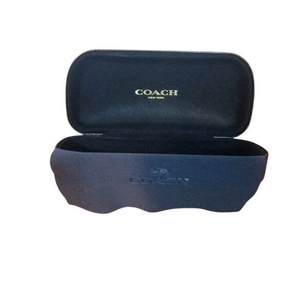 XL Large COACH Logo Clamshell Eye Glasses Case With Lens Cloth - BLACK - Picture 1 of 13